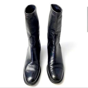 Ferragamo Leather stretch Ankle Heeled Sock Booties (Narrow)